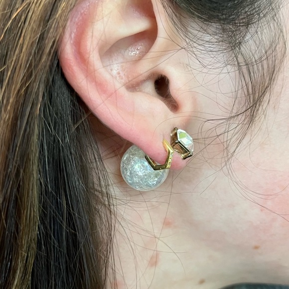 Fake diamond earrings with crystal ball backing - Picture 1 of 3
